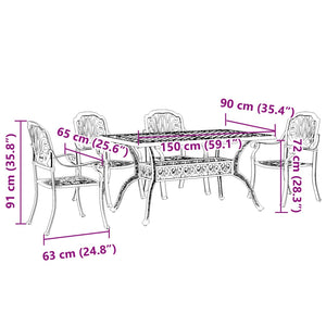 vidaXL 5-piece Garden Dining Set White Cast Aluminium