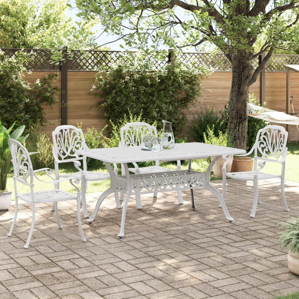 vidaXL 5-piece Garden Dining Set White Cast Aluminium