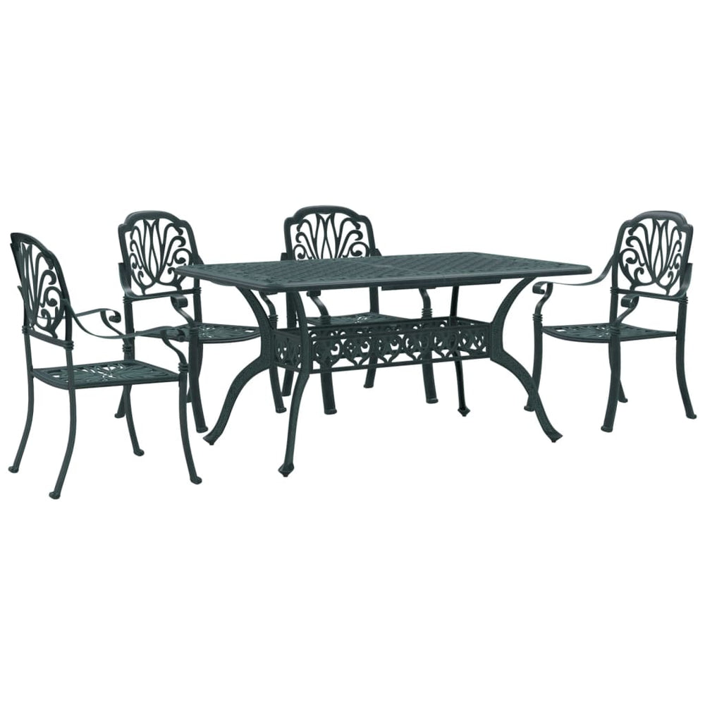 vidaXL 5-piece Garden Dining Set Green Cast Aluminum