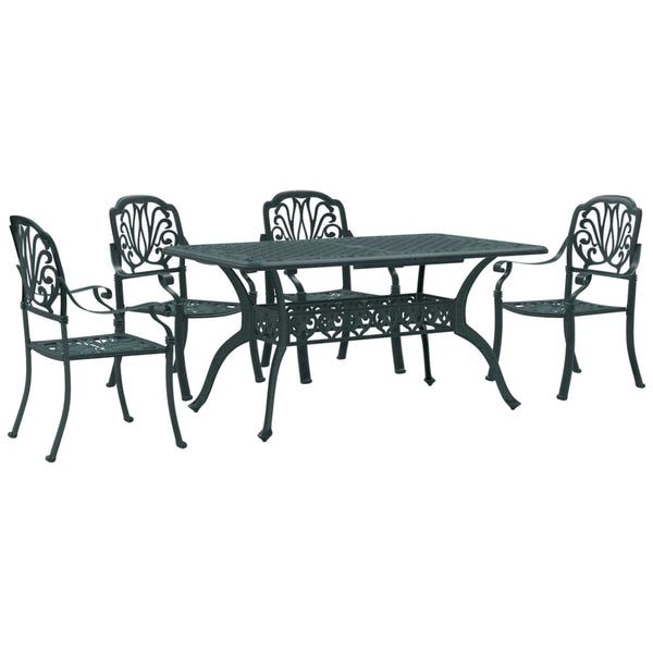 vidaXL 5-piece Garden Dining Set Green Cast Aluminum
