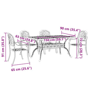 vidaXL 5-piece Garden Dining Set Green Cast Aluminum