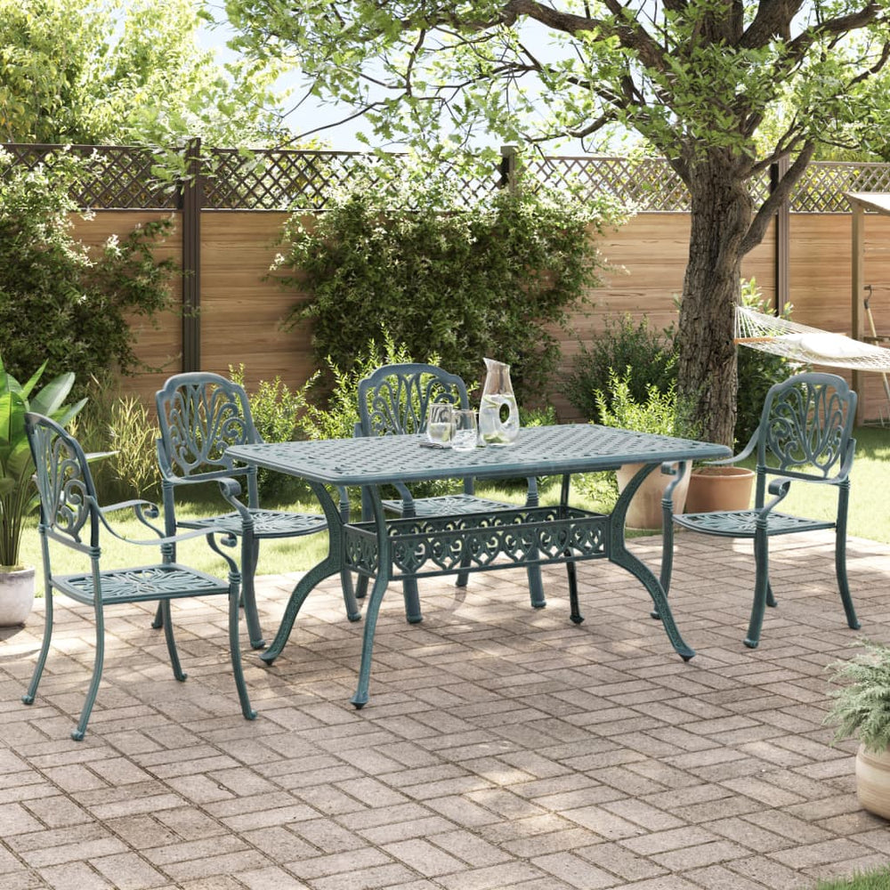 vidaXL 5-piece Garden Dining Set Green Cast Aluminum