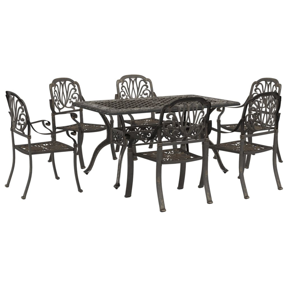 vidaXL 7-Piece Garden Dining Set Bronze Cast Aluminum