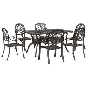 vidaXL 7-Piece Garden Dining Set Bronze Cast Aluminum