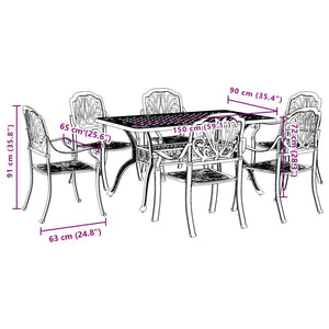 vidaXL 7-Piece Garden Dining Set Bronze Cast Aluminum