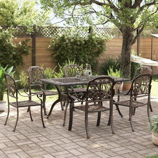 vidaXL 7-Piece Garden Dining Set Bronze Cast Aluminum