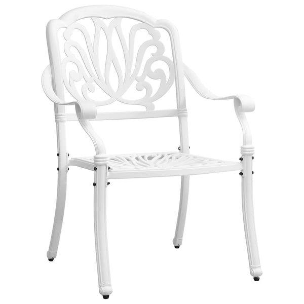 vidaXL 7-Piece Garden Dining Set White Cast Aluminum