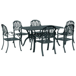 vidaXL 7-Piece Outdoor Dining Set Green Cast Aluminum