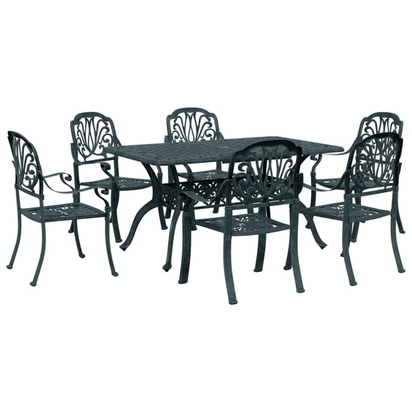 vidaXL 7-Piece Outdoor Dining Set Green Cast Aluminum