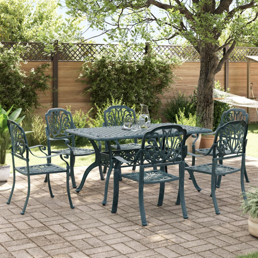vidaXL 7-Piece Outdoor Dining Set Green Cast Aluminum