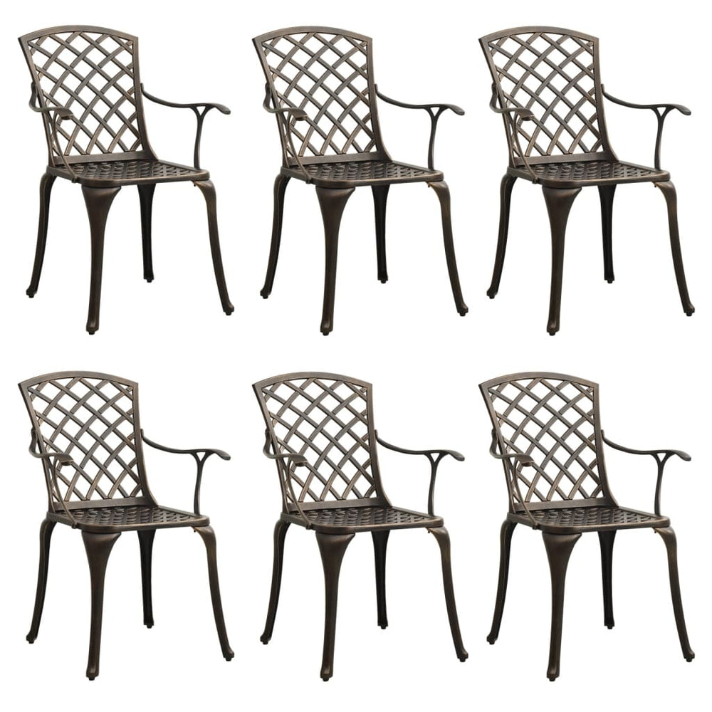 vidaXL Garden Chairs 6 pcs. Cast Aluminum Bronze