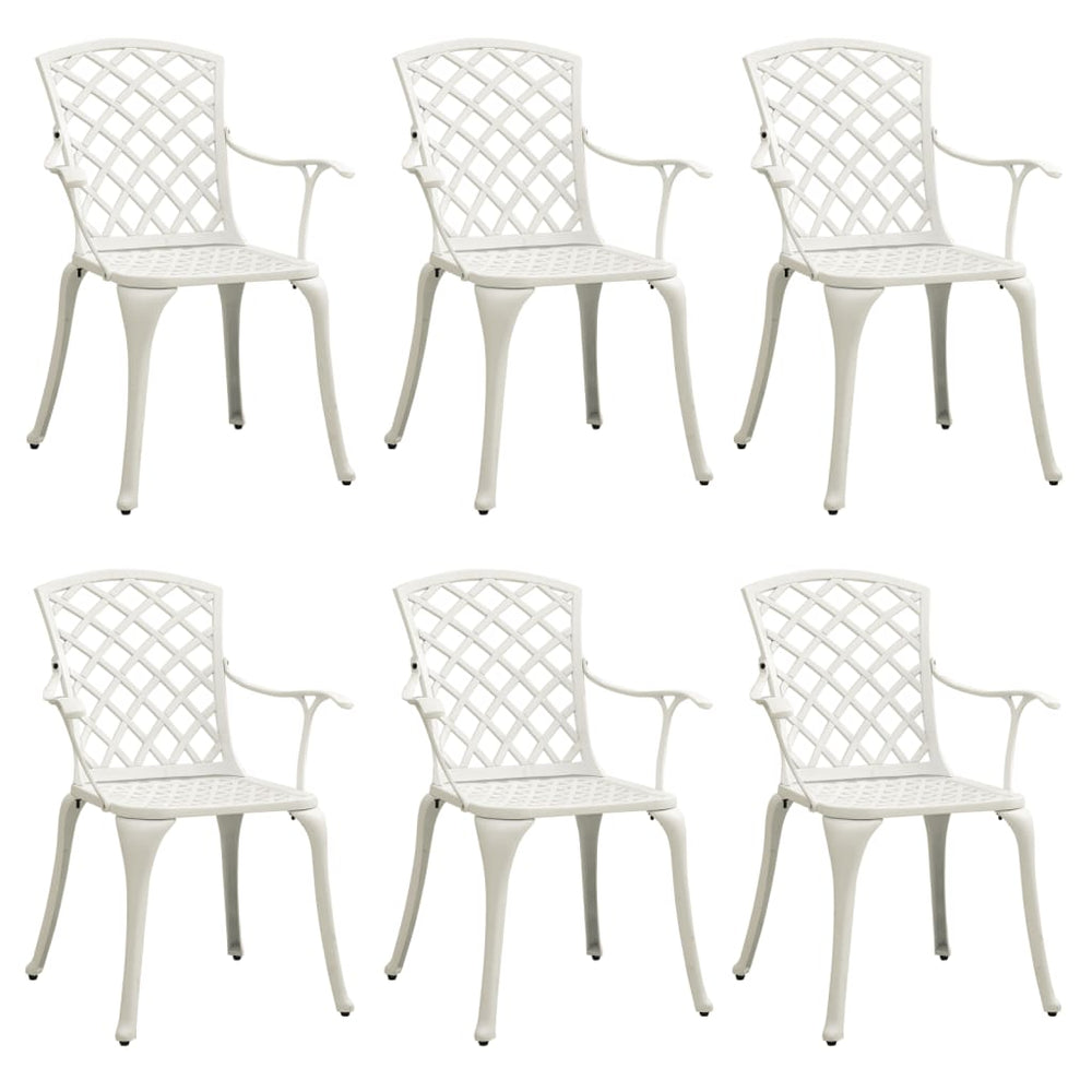 vidaXL Garden Chairs 6 pcs Cast Aluminium White