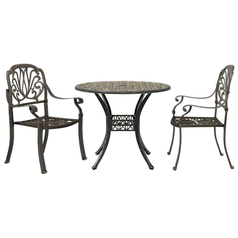 vidaXL 3-Piece Bistro Set Bronze Cast Aluminum