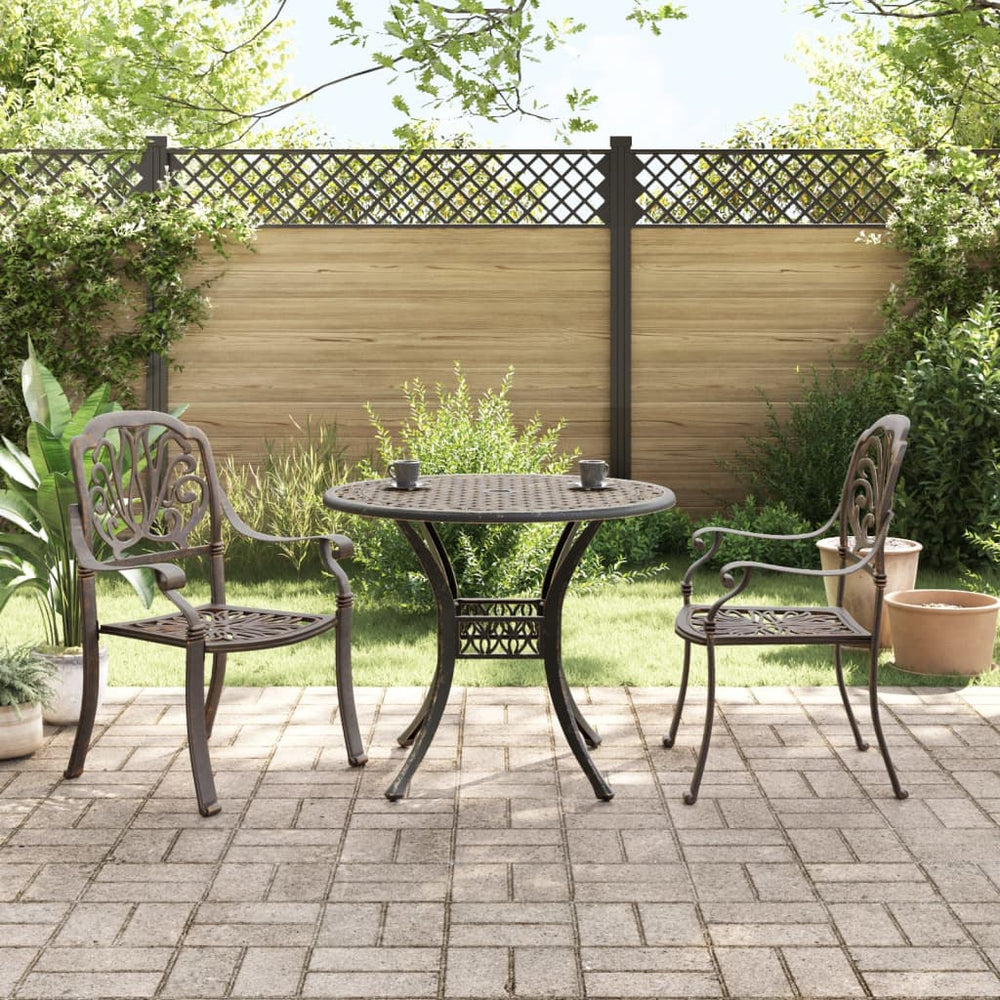 vidaXL 3-Piece Bistro Set Bronze Cast Aluminum