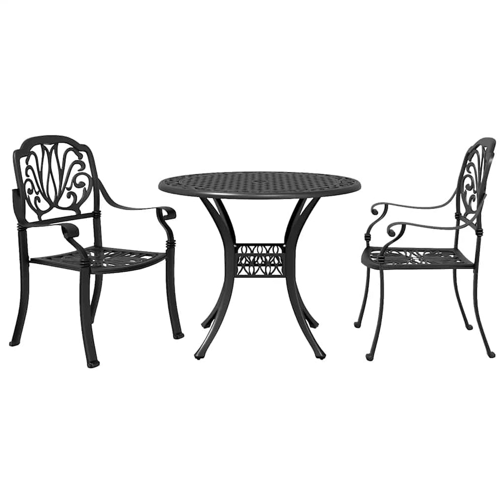 vidaXL 3-Piece Bistro Set Black Cast Aluminium