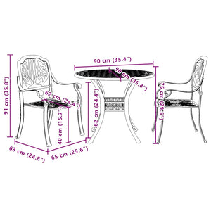 vidaXL 3-Piece Bistro Set Black Cast Aluminium