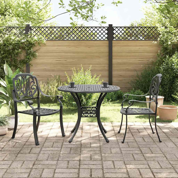 vidaXL 3-Piece Bistro Set Black Cast Aluminium