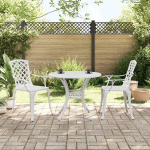 vidaXL 3-Piece Bistro Set White Cast Aluminium