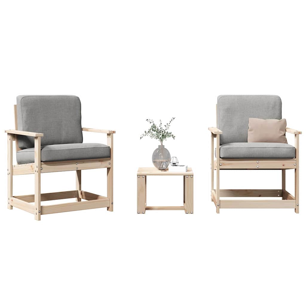 vidaXL 3-Piece Garden Lounge Set Solid Pine Wood