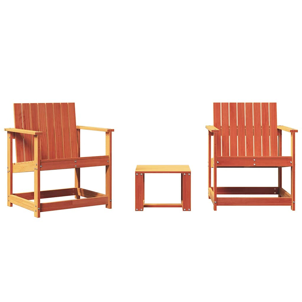 vidaXL 3-Piece Garden Lounge Set Wax Brown Solid Pine Wood