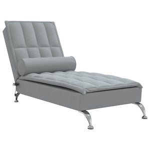 Massage Chaiselongue Hellgrau mit Nackenrolle
