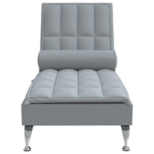 Massage Chaiselongue Hellgrau mit Nackenrolle