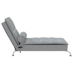 Massage Chaiselongue Hellgrau mit Nackenrolle