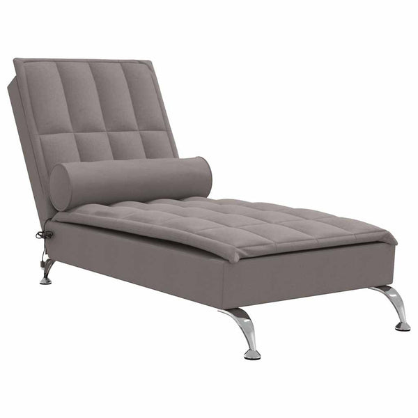 Massage Chaiselongue Taupe mit Nackenrolle
