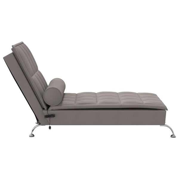 Massage Chaiselongue Taupe mit Nackenrolle