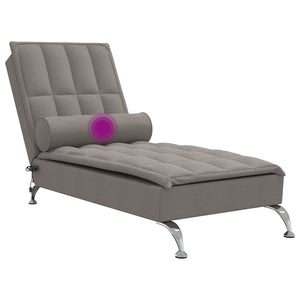 Massage Chaiselongue Taupe mit Nackenrolle