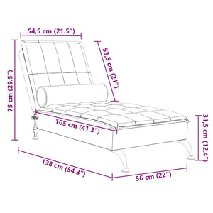Massage Chaiselongue Taupe mit Nackenrolle