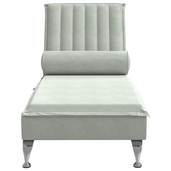 Massage Chaiselongue Hellgrau Samt