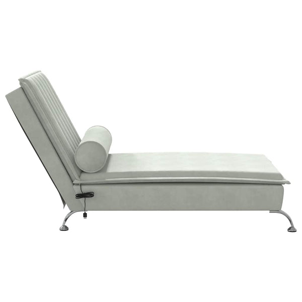 Massage Chaiselongue Hellgrau Samt