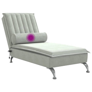 Massage Chaiselongue Hellgrau Samt