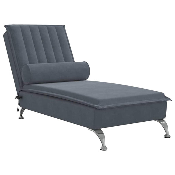 Massage Chaiselongue Dunkelgrau Samt