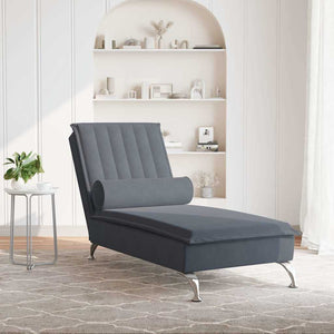 Massage Chaiselongue Dunkelgrau Samt