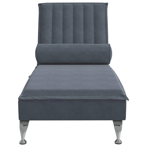 Massage Chaiselongue Dunkelgrau Samt