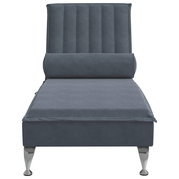 Massage Chaiselongue Dunkelgrau Samt