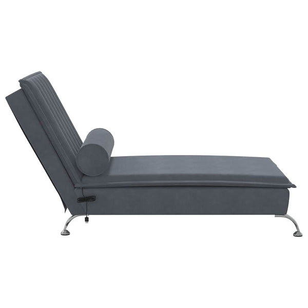 Massage Chaiselongue Dunkelgrau Samt