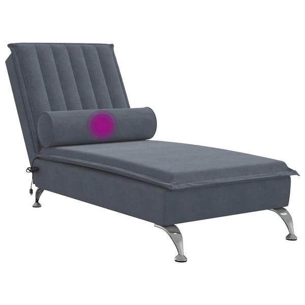 Massage Chaiselongue Dunkelgrau Samt