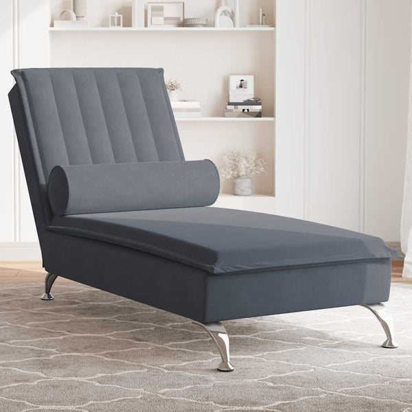 Massage Chaiselongue Dunkelgrau Samt