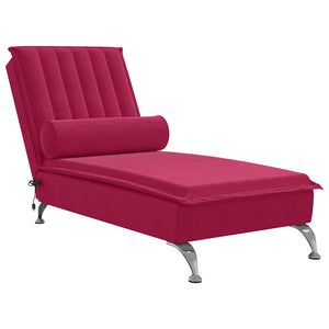 Massage Chaiselongue Weinrot Samt