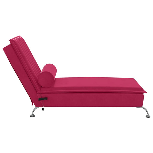 Massage Chaiselongue Weinrot Samt