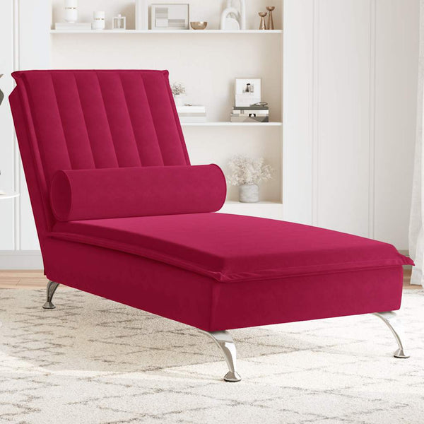Massage Chaiselongue Weinrot Samt