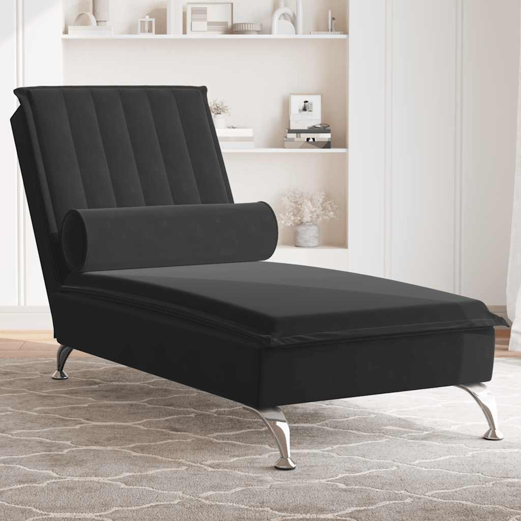 Massage Chaiselongue Schwarz Samt