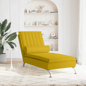 Gelbe Samt Massage Chaiselongue mit Nackenrolle