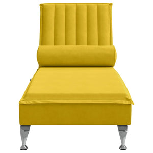 Gelbe Samt Massage Chaiselongue mit Nackenrolle