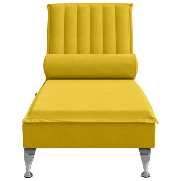 Gelbe Samt Massage Chaiselongue mit Nackenrolle