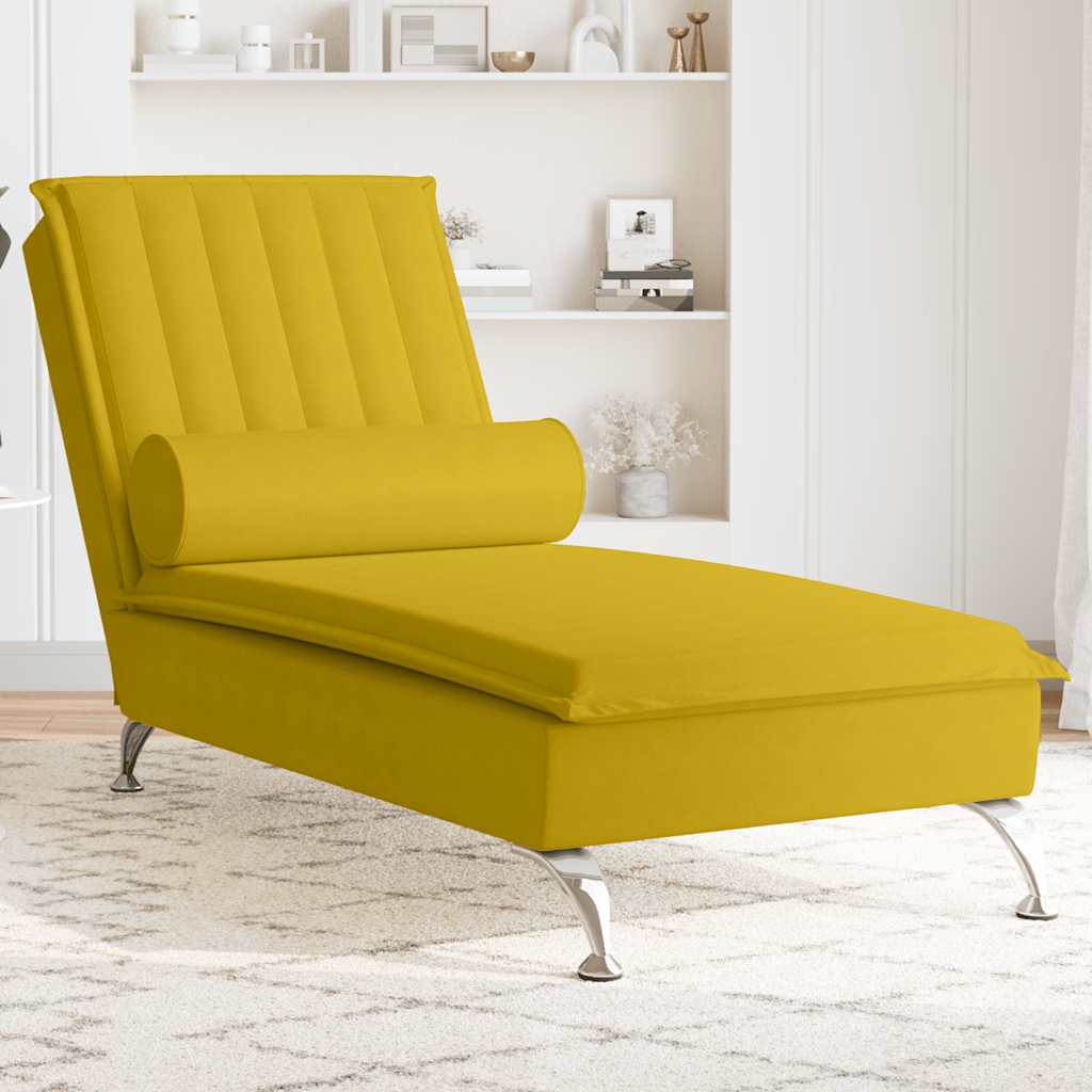 Gelbe Samt Massage Chaiselongue mit Nackenrolle