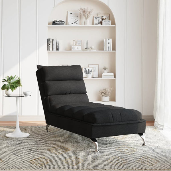 Schwarze Stoff Chaiselongue mit Kissen